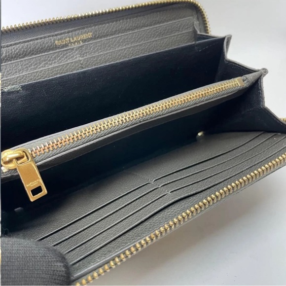 Saint Laurent Charcoal Wallet with Gold Accent - Picture 11 of 13
